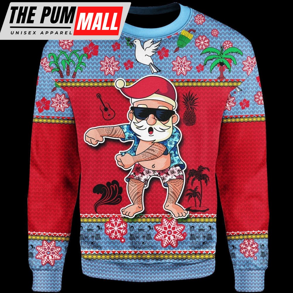 Namishirt Fiji Christmas Sweater – Santa Claus Polynesian Tattoo