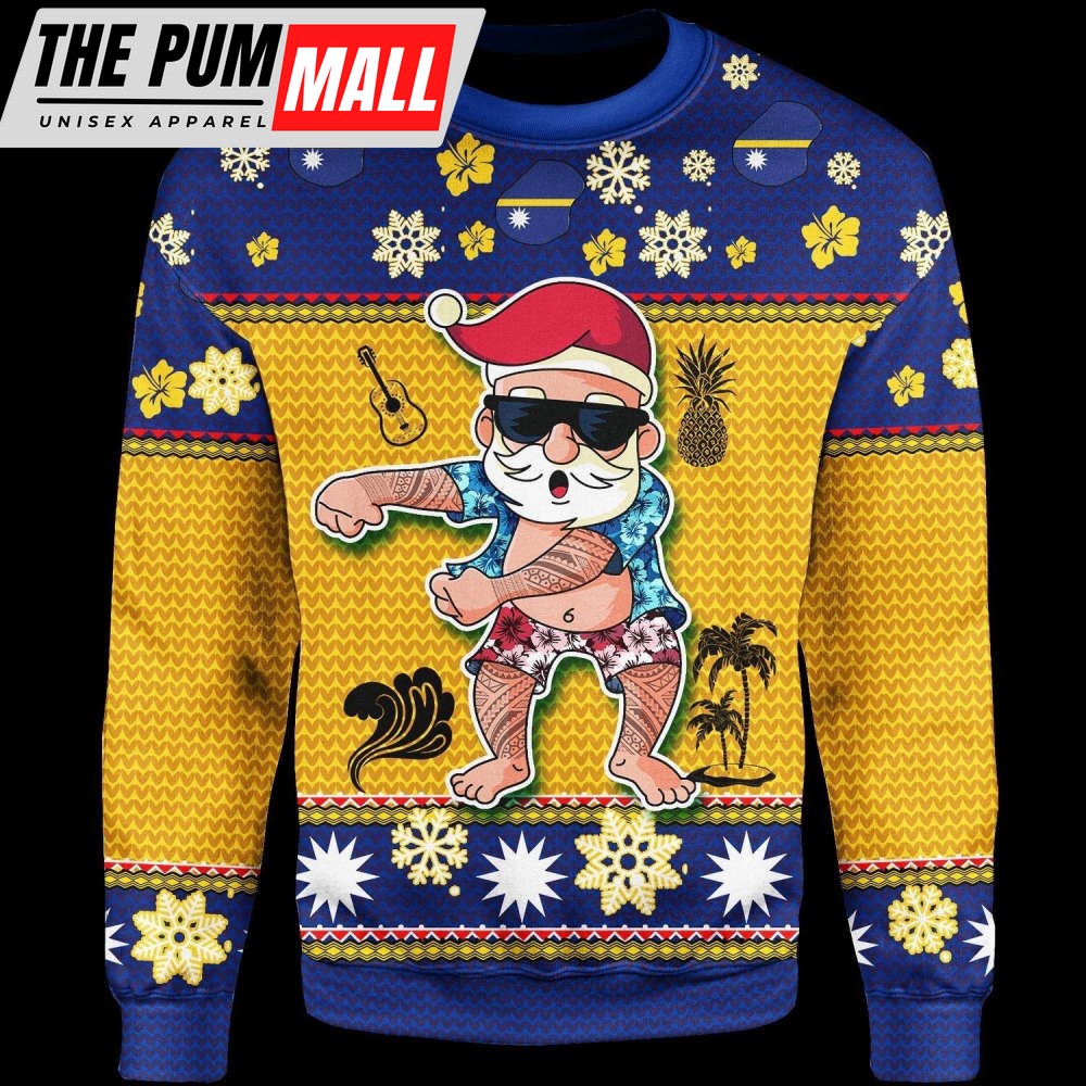 Namishirt Nauru Christmas Sweater – Santa Claus Polynesian Tattoo