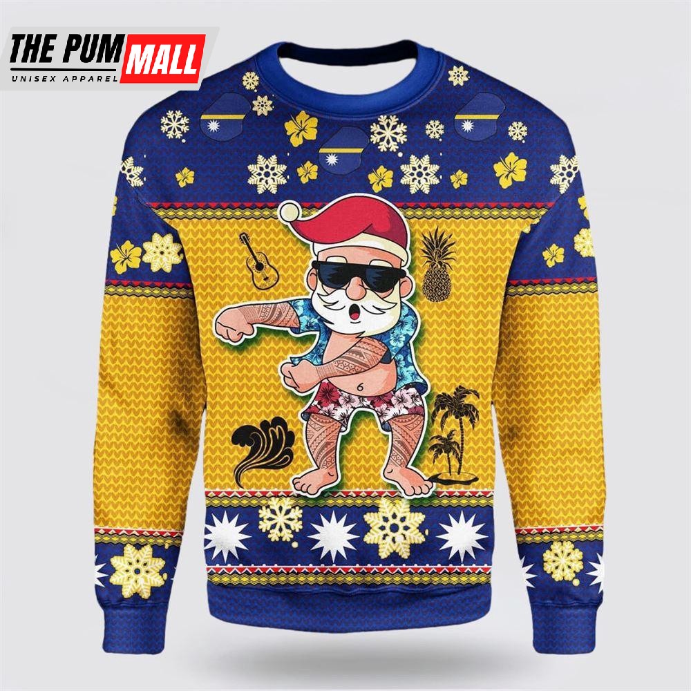 Namishirt Nauru Christmas Sweater Santa Claus Polynesian Tattoo