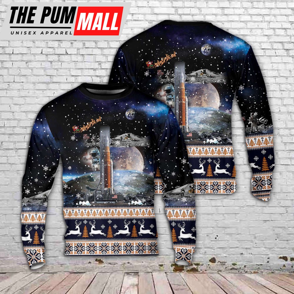 NASA Artemis SLS Moon Rocket Christmas Sweater