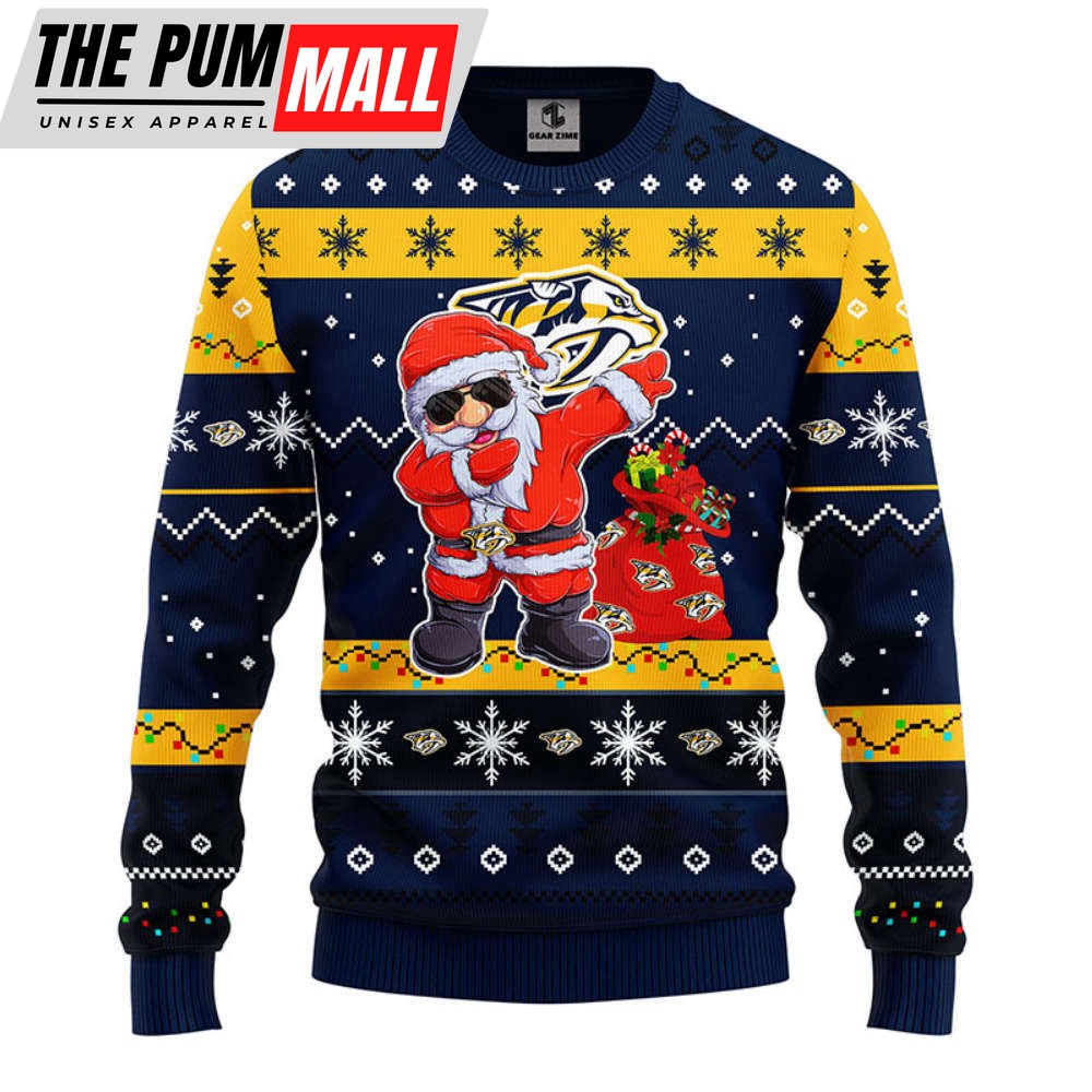 Nashville Predators Dabbing Santa Claus Christmas Ugly Sweater, Gift For Christmas