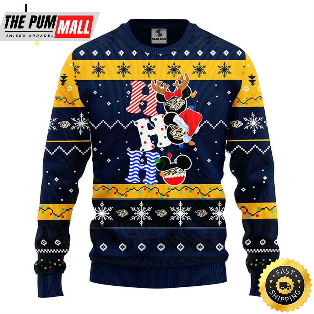 Nashville Predators Hohoho Mickey Christmas Ugly Sweater