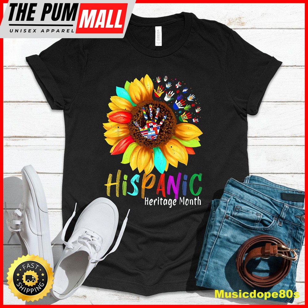 National Hispanic Heritage Month Sunflower All Countries T-Shirt
