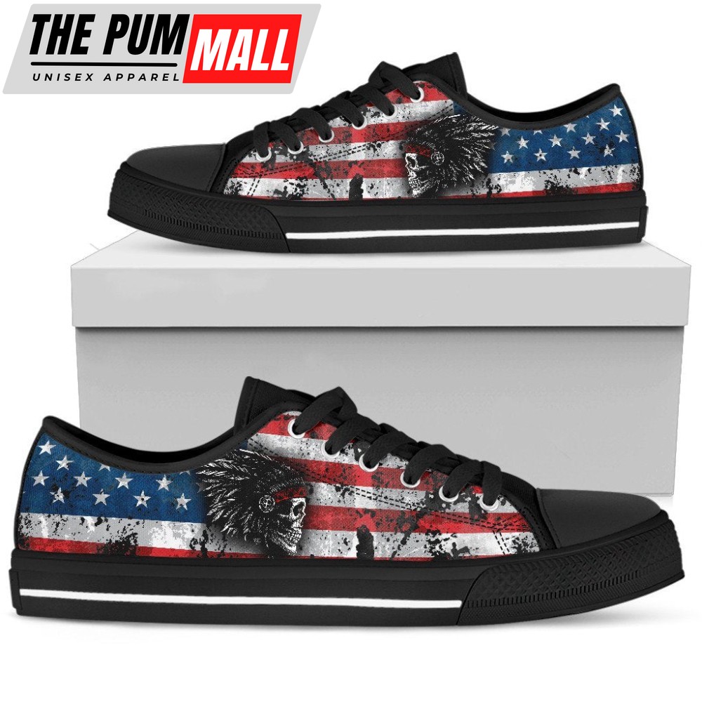 Native american skull pattern low top shoes PL18032030