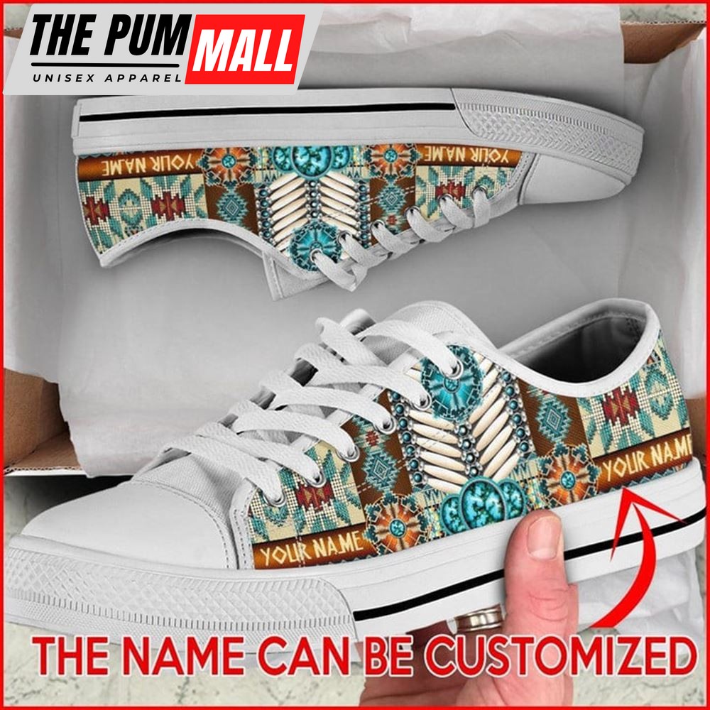 Native American Style Personalized Canvas Low Top Shoes – Low Top Shoes Mens, Women