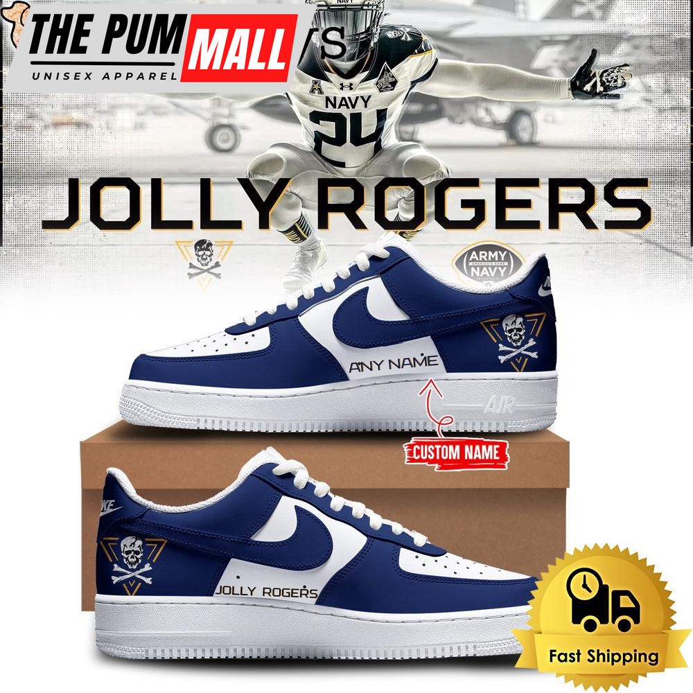 Navy Midshipmen Football Jolly Rogers Custom Air Force 1 Shoes