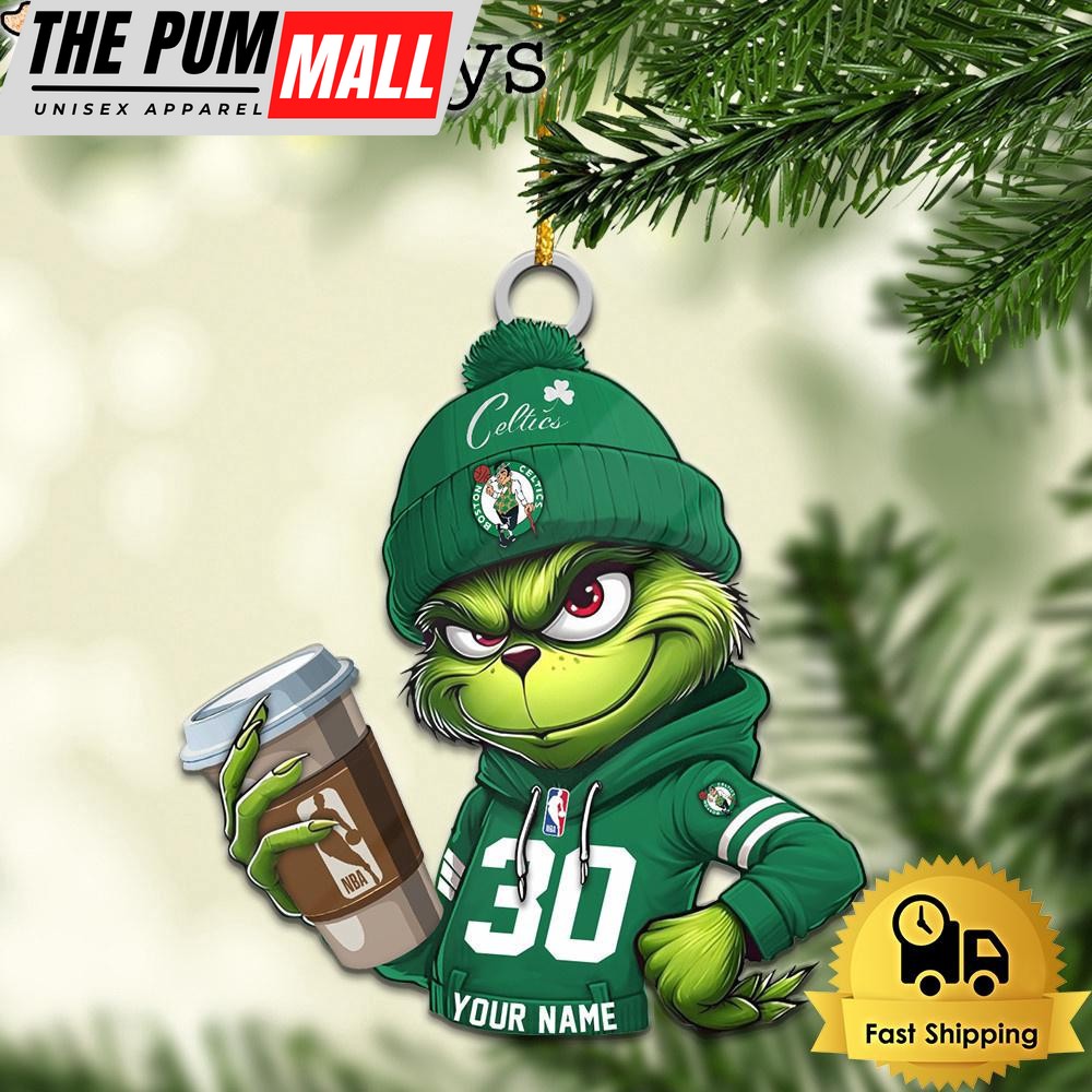 NBA Boston Celtics Custom Grinch Christmas Ornament Limited Edition