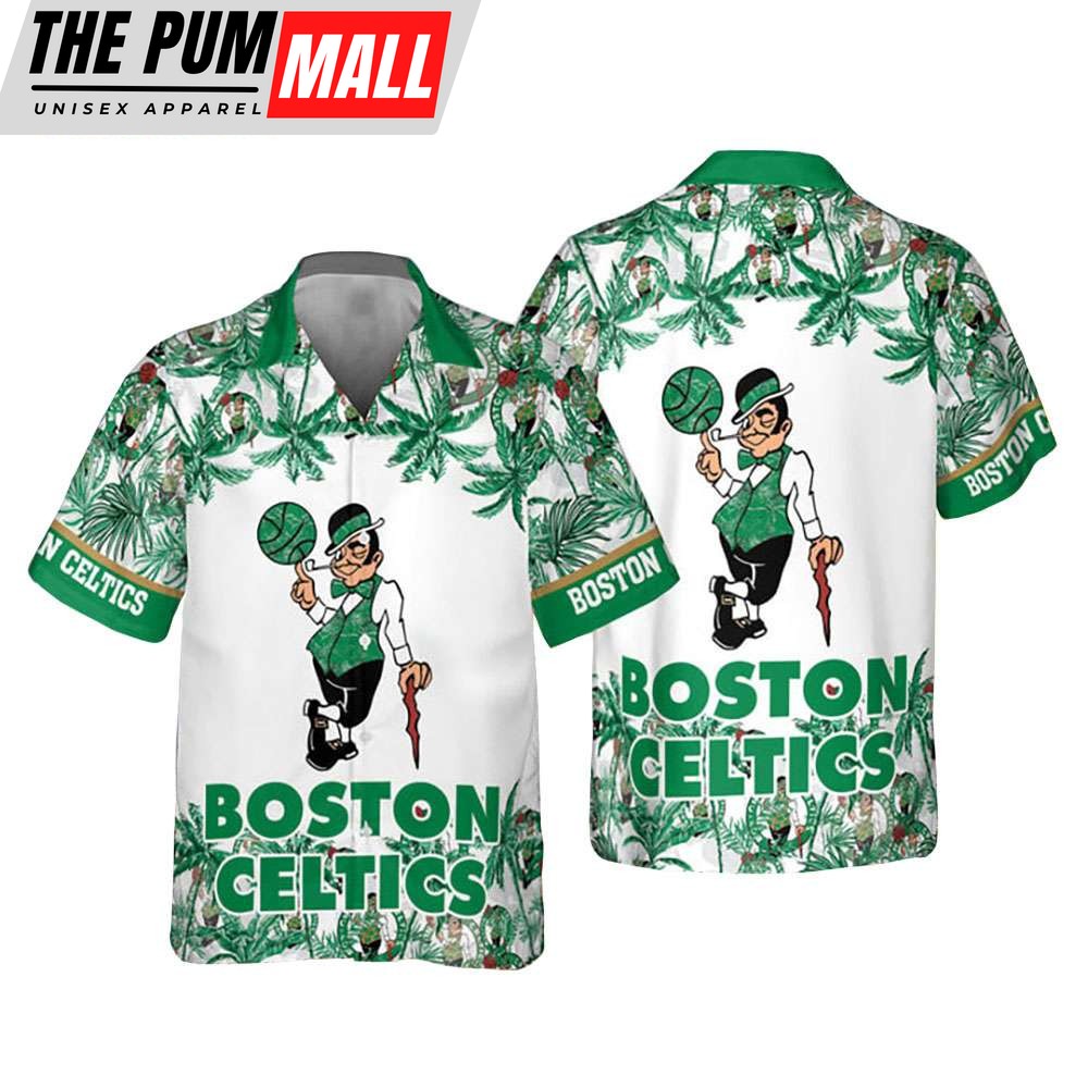 NBA Boston Celtics Palm Trees Button Up Hawaiian Shirt