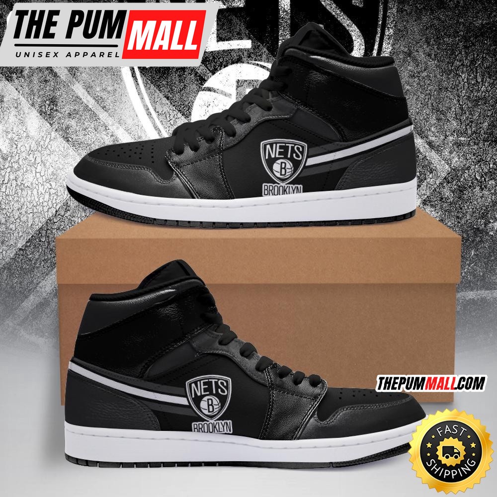 NBA Brooklyn Nets Gray Black Air Jd 1 High Sneakers Classic Air Jd Sneakers