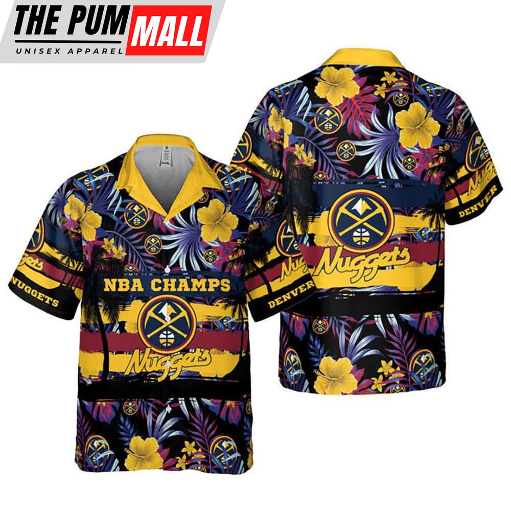 NBA Champs Denver Nuggets Hibiscus Palm Trees Hawaiian Shirt