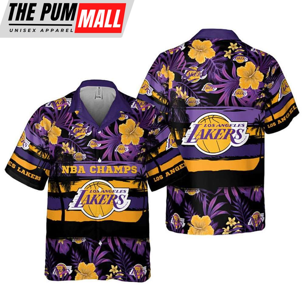 NBA Champs Los Angeles Lakers Tropical Hibiscus Hawaiian Shirt