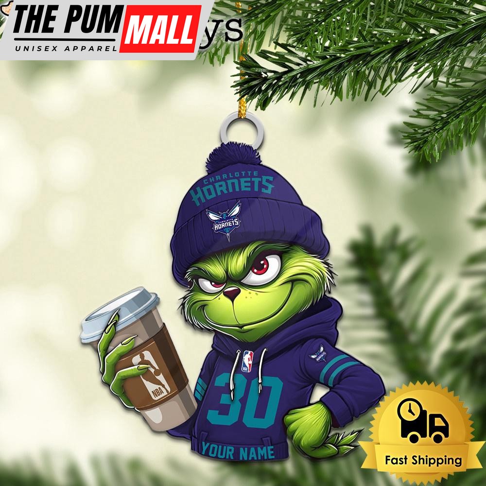 NBA Charlotte Hornets Custom Grinch Christmas Ornament Limited Edition