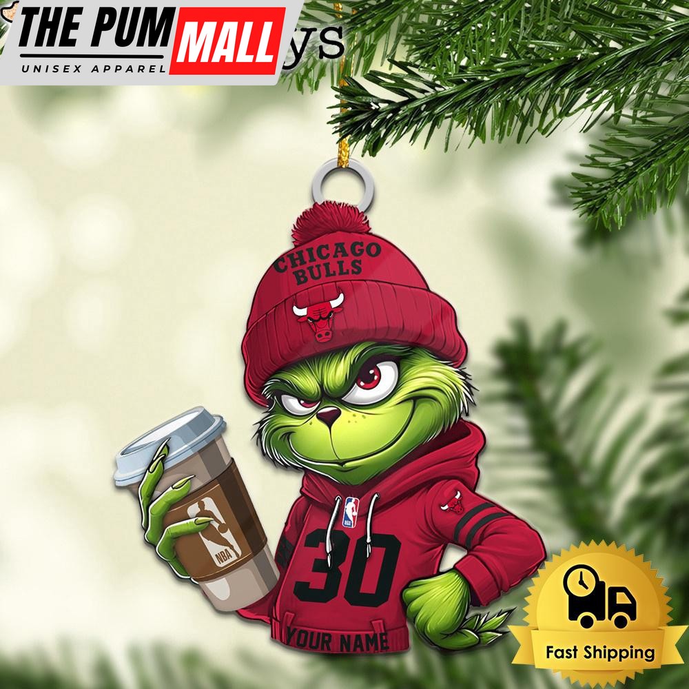 NBA Chicago Bulls Custom Grinch Christmas Ornament Limited Edition
