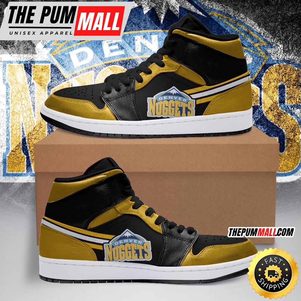 NBA Denver Nuggets Black Yellow Air Jd 1 High Sneakers