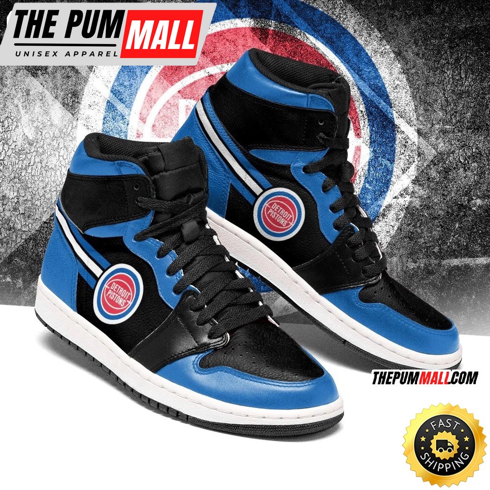 NBA Detroit Pistons Blue Black Air Jd 1 High Sneakers Classic Air Jd Sneakers