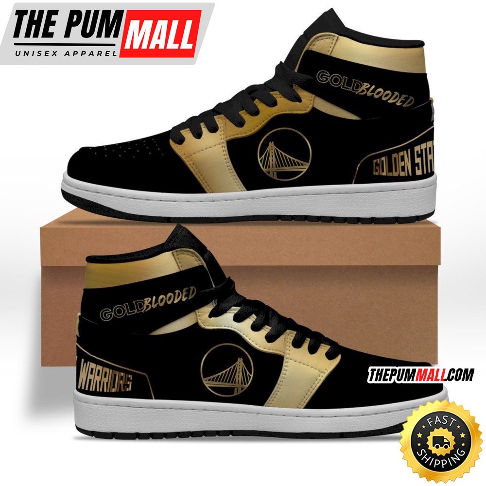 NBA Golden State Warriors Black Gold Blooded Air Jd 1 High Sneakers