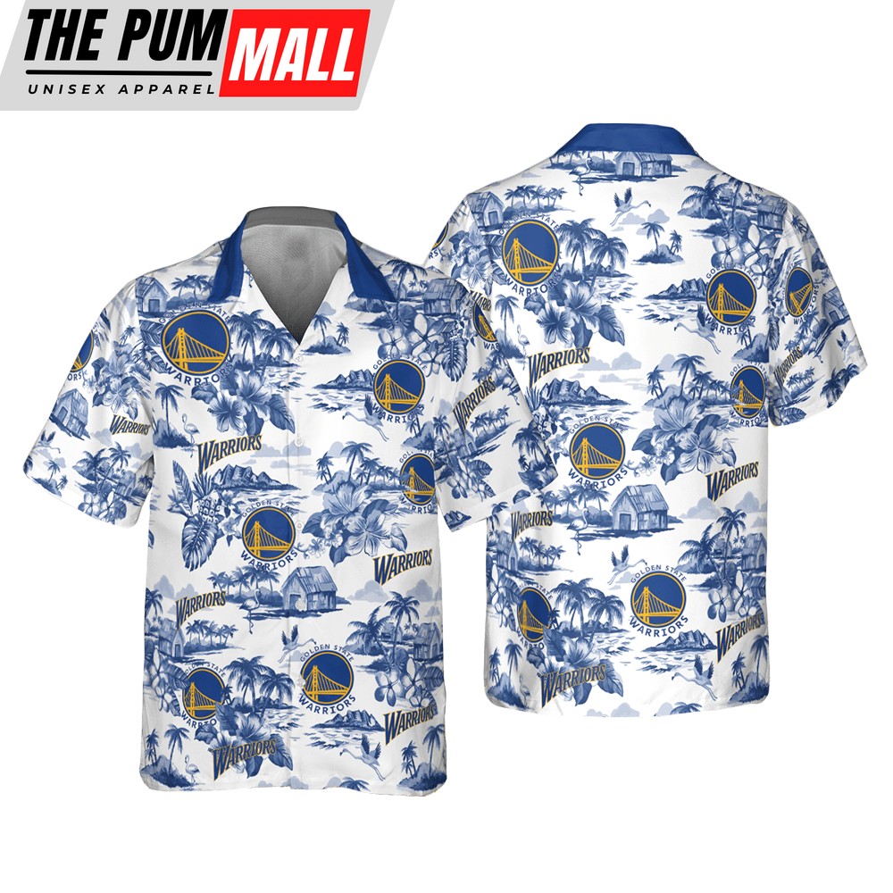 NBA Golden State Warriors Floral Island Button Up Hawaiian Shirt