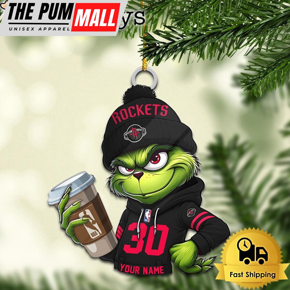 NBA Houston Rockets Custom Grinch Christmas Ornament Limited Edition