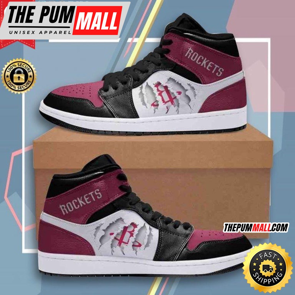 NBA Houston Rockets Red Black Air Jd 1 High Sneakers Classic Air Jd Sneakers