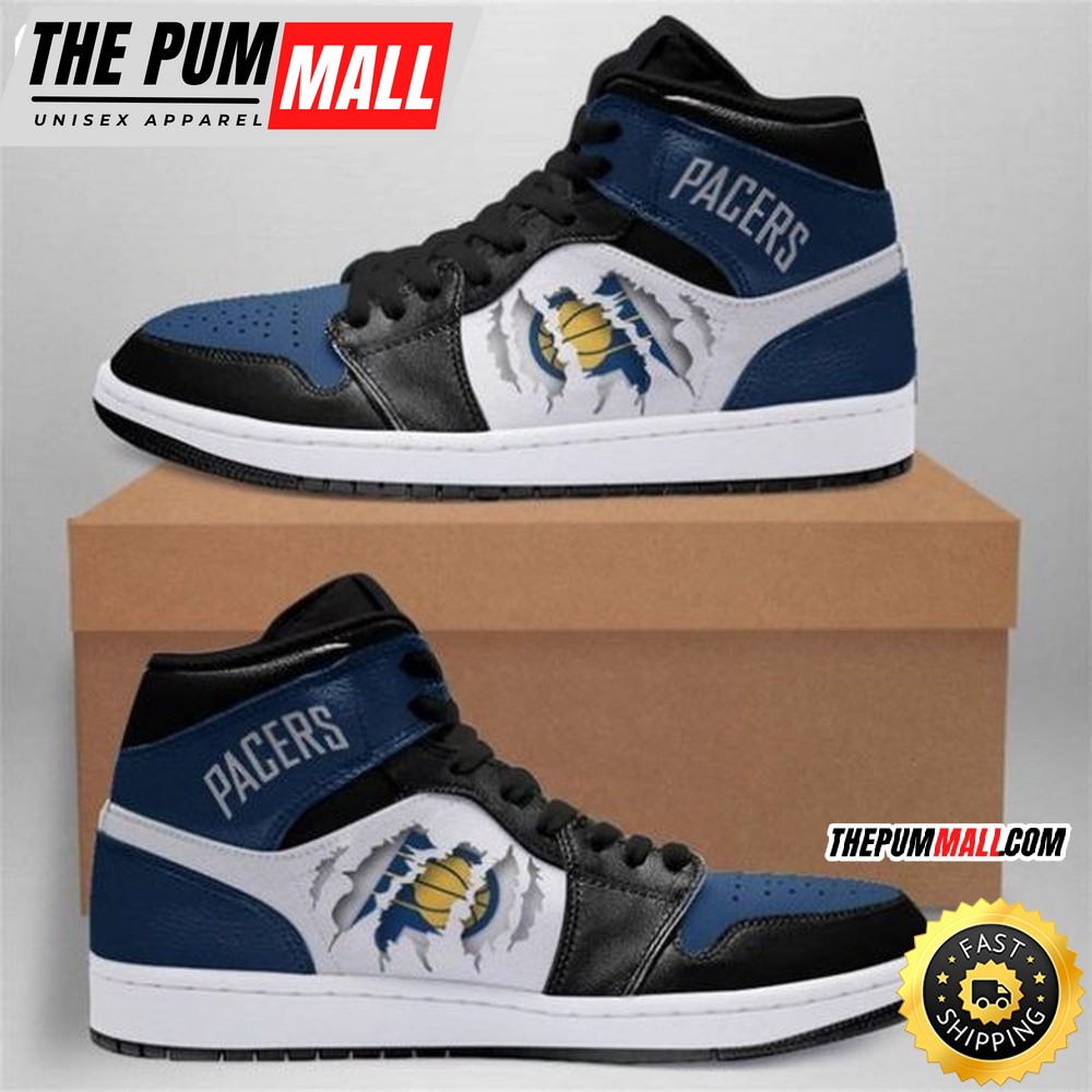 NBA Indiana Pacers Blue White Scratch Air Jd 1 High Sneakers