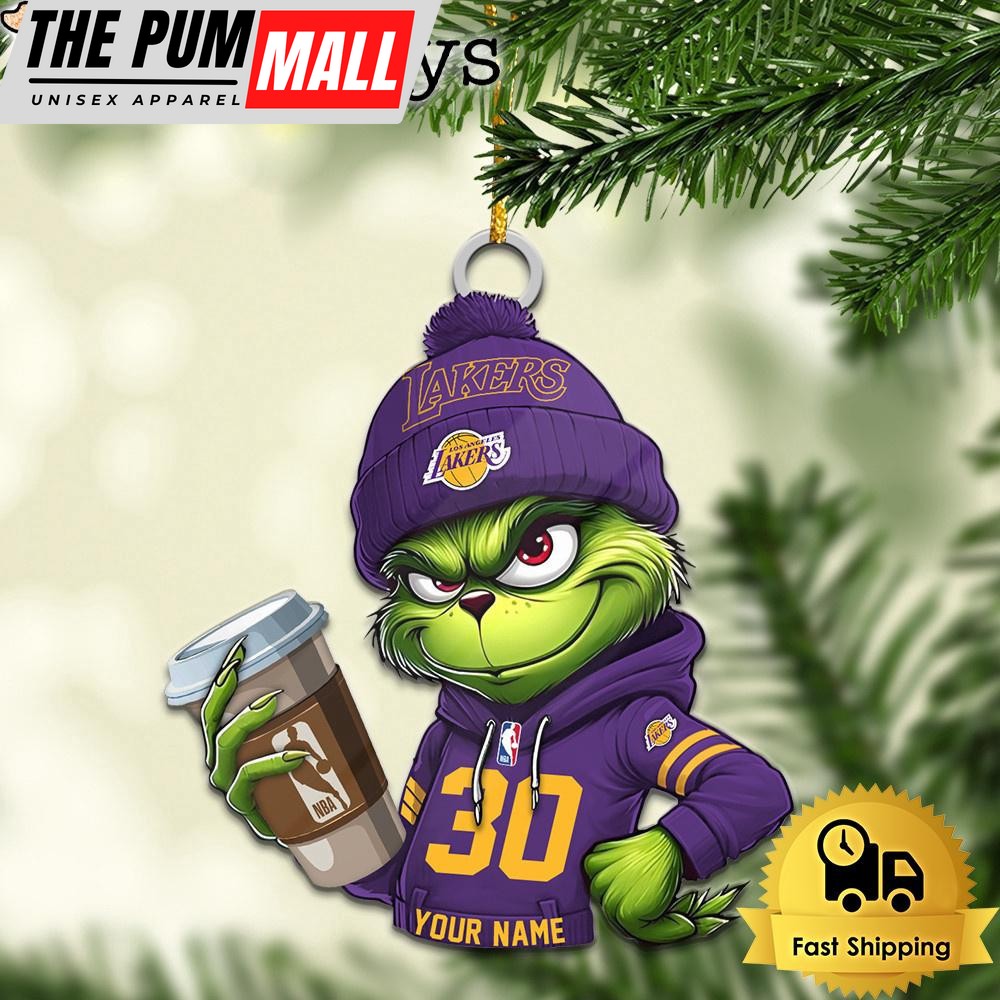 NBA Los Angeles Lakers Custom Grinch Christmas Ornament Limited Edition