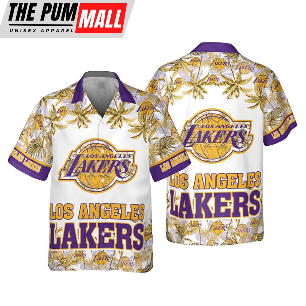 NBA Los Angeles Lakers Palm Trees Button Up Hawaiian Shirt