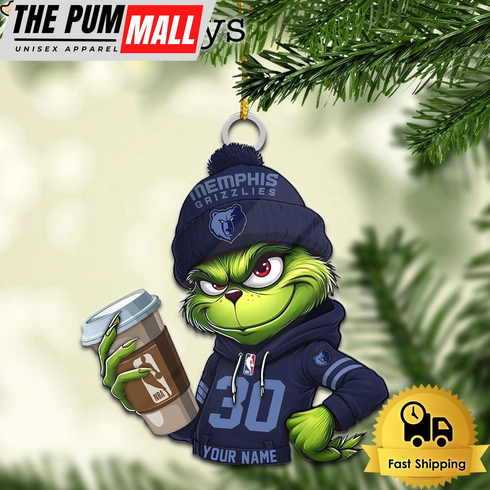 NBA Memphis Grizzlies Custom Grinch Christmas Ornament Limited Edition