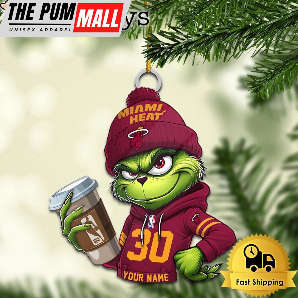 NBA Miami Heat Custom Grinch Christmas Ornament Limited Edition