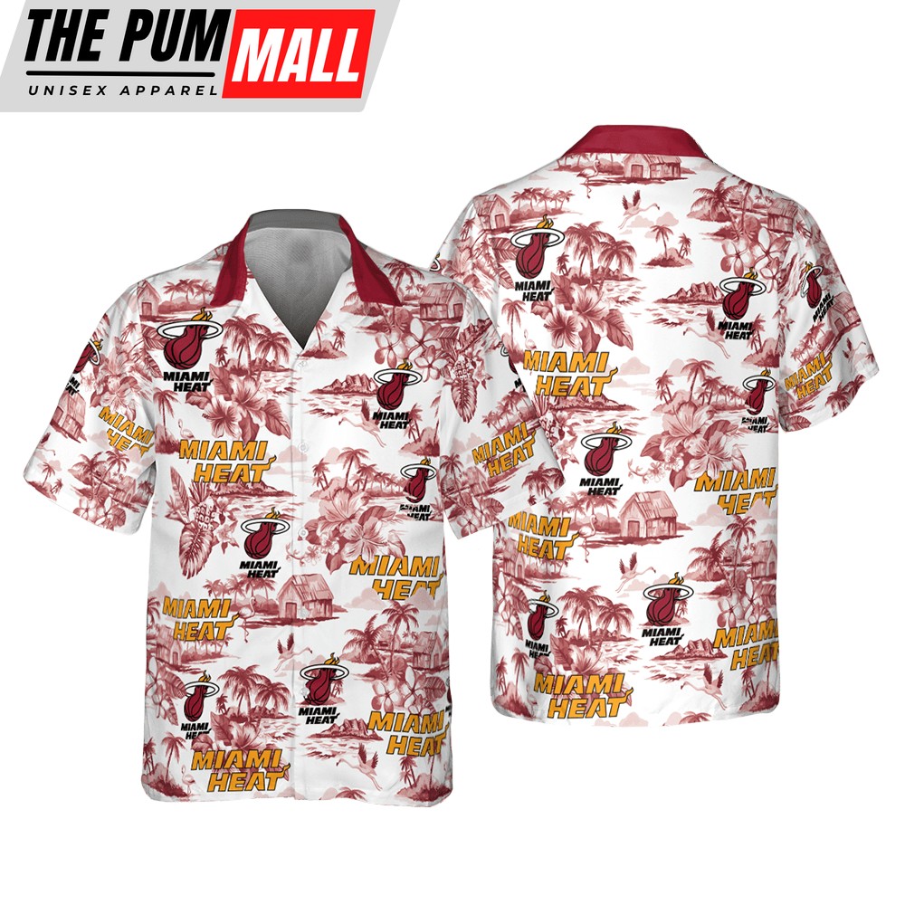 NBA Miami Heat Floral Island Button Up Hawaiian Shirt