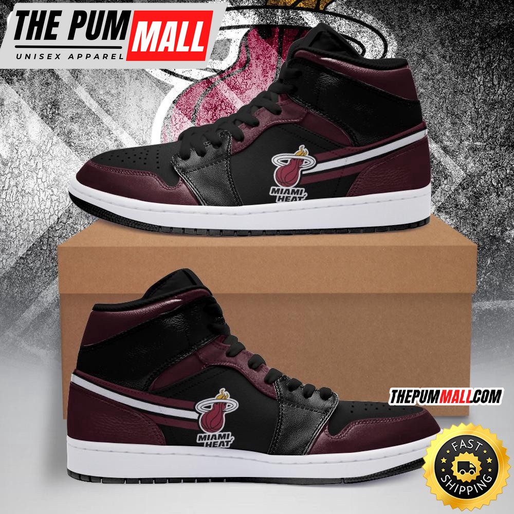 NBA Miami Heat Red Black Air Jd 1 High Sneakers Classic Air Jd Sneakers