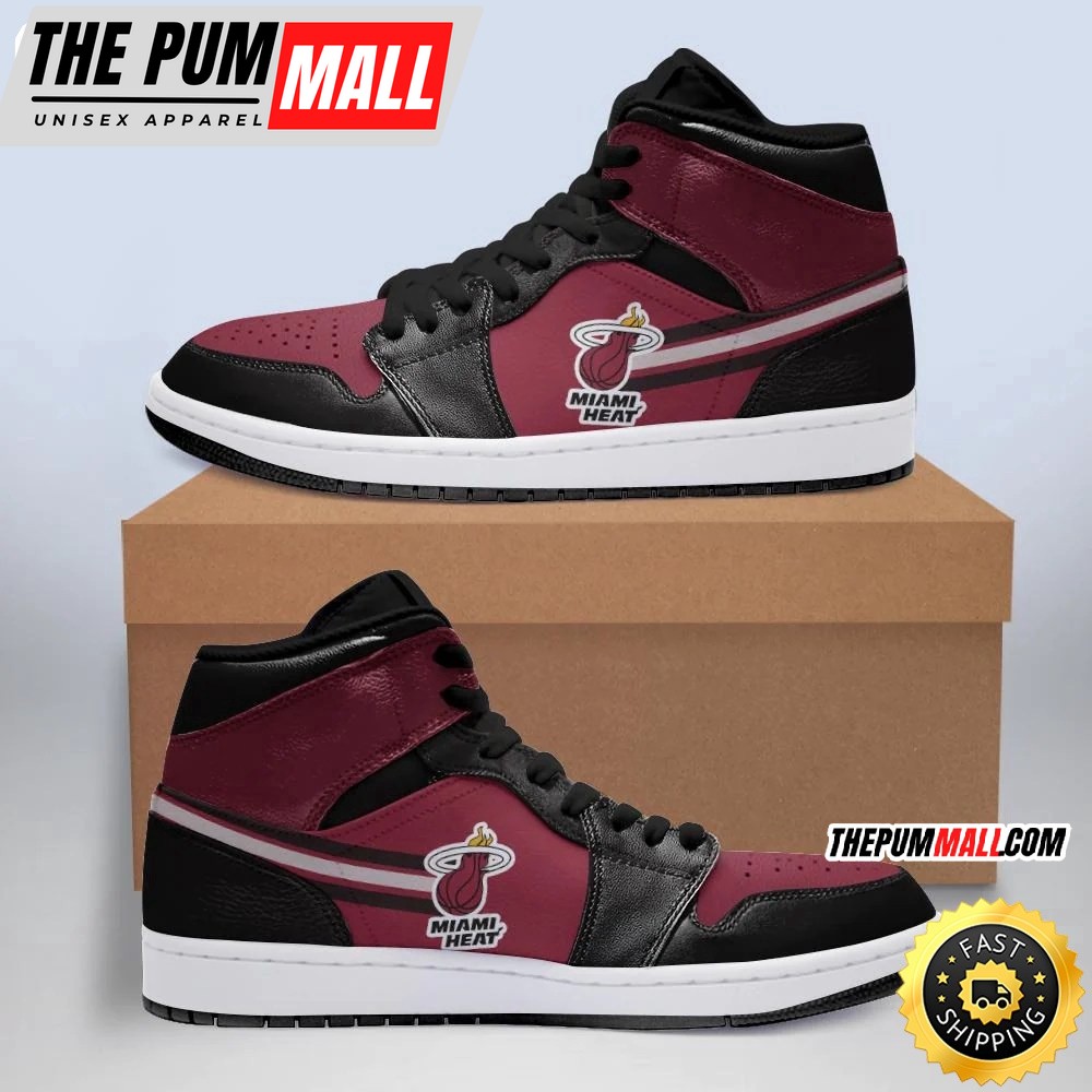 NBA Miami Heat Red Black Air Jd 1 High Sneakers