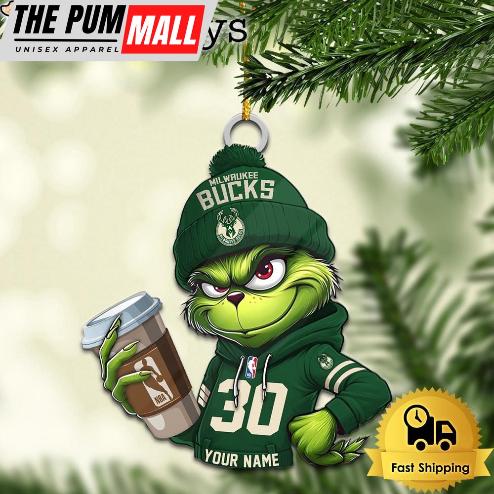 NBA Milwaukee Bucks Custom Grinch Christmas Ornament Limited Edition