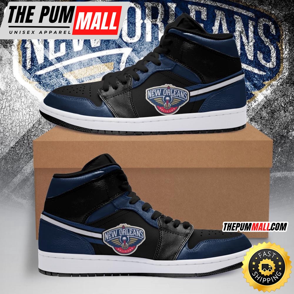 NBA New Orleans Pelicans Black Navy Air Jd 1 High Sneakers