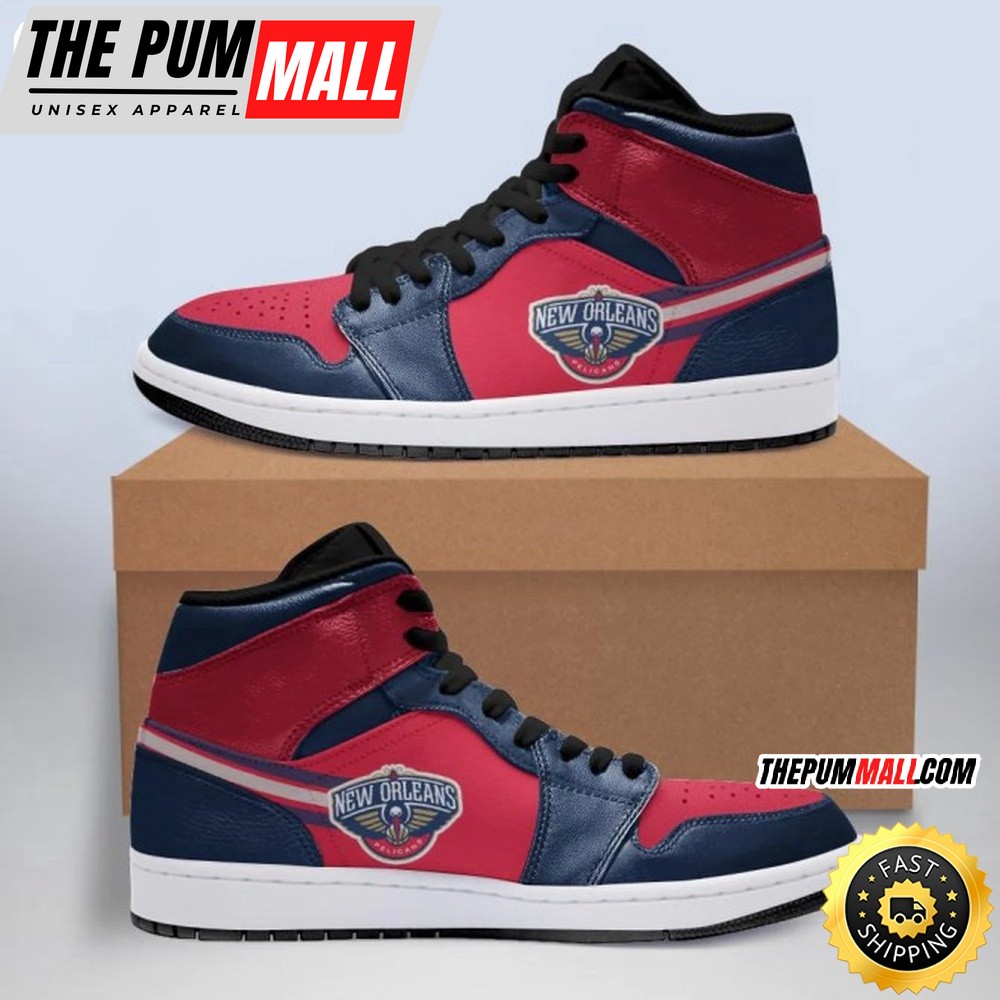 NBA New Orleans Pelicans Red Navy Air Jd 1 High Sneakers