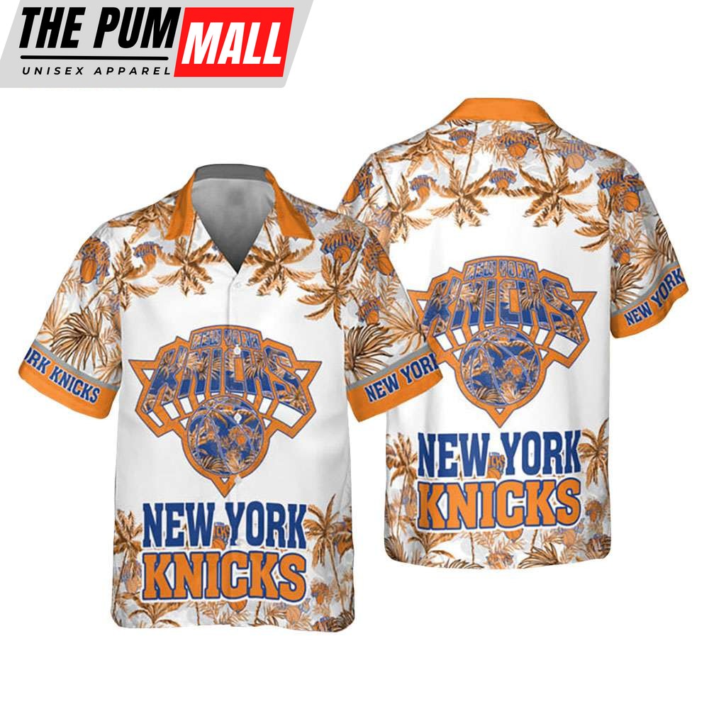 NBA New York Knicks Palm Trees Button Up Hawaiian Shirt