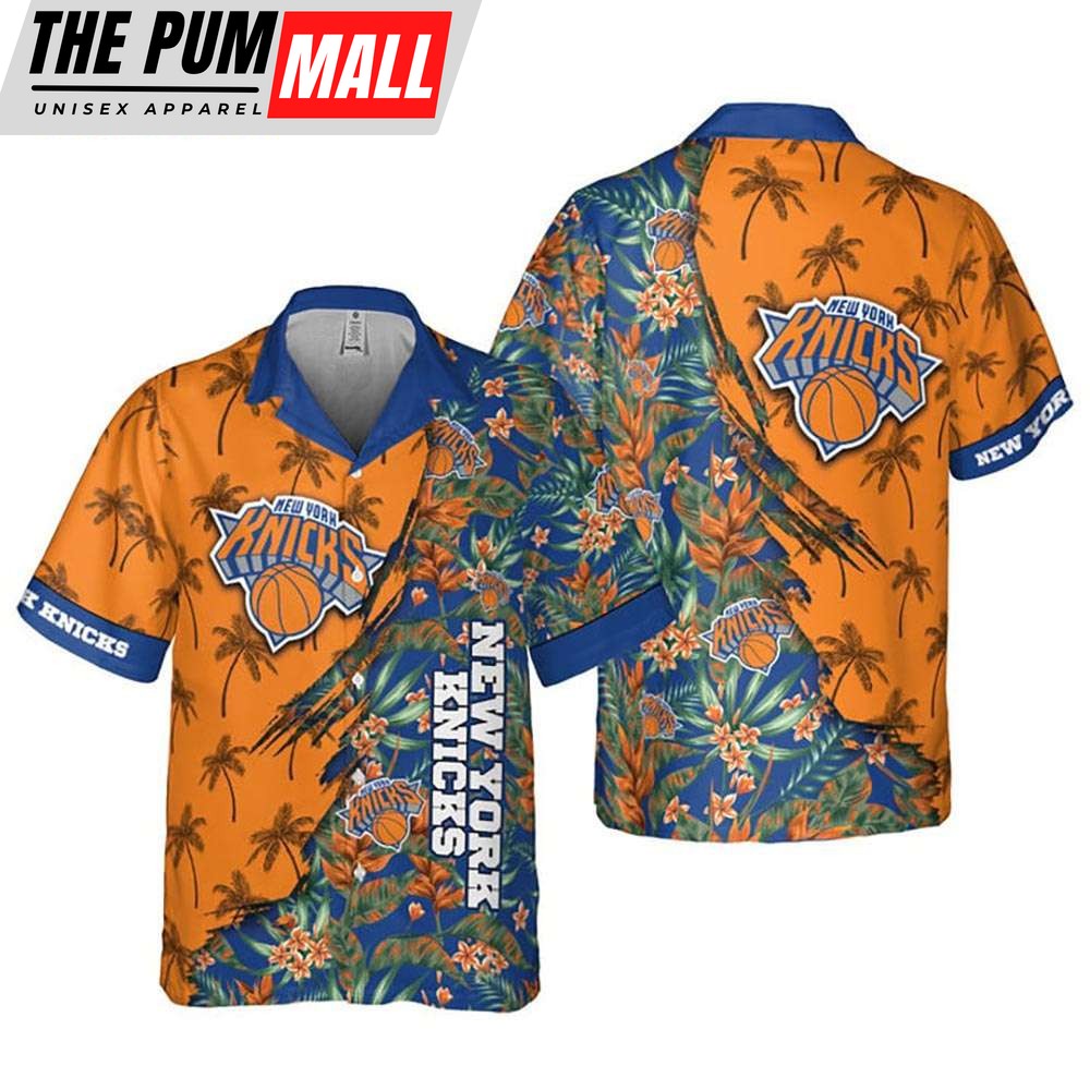NBA New York Knicks Tropical Floral Button Up Hawaiian Shirt