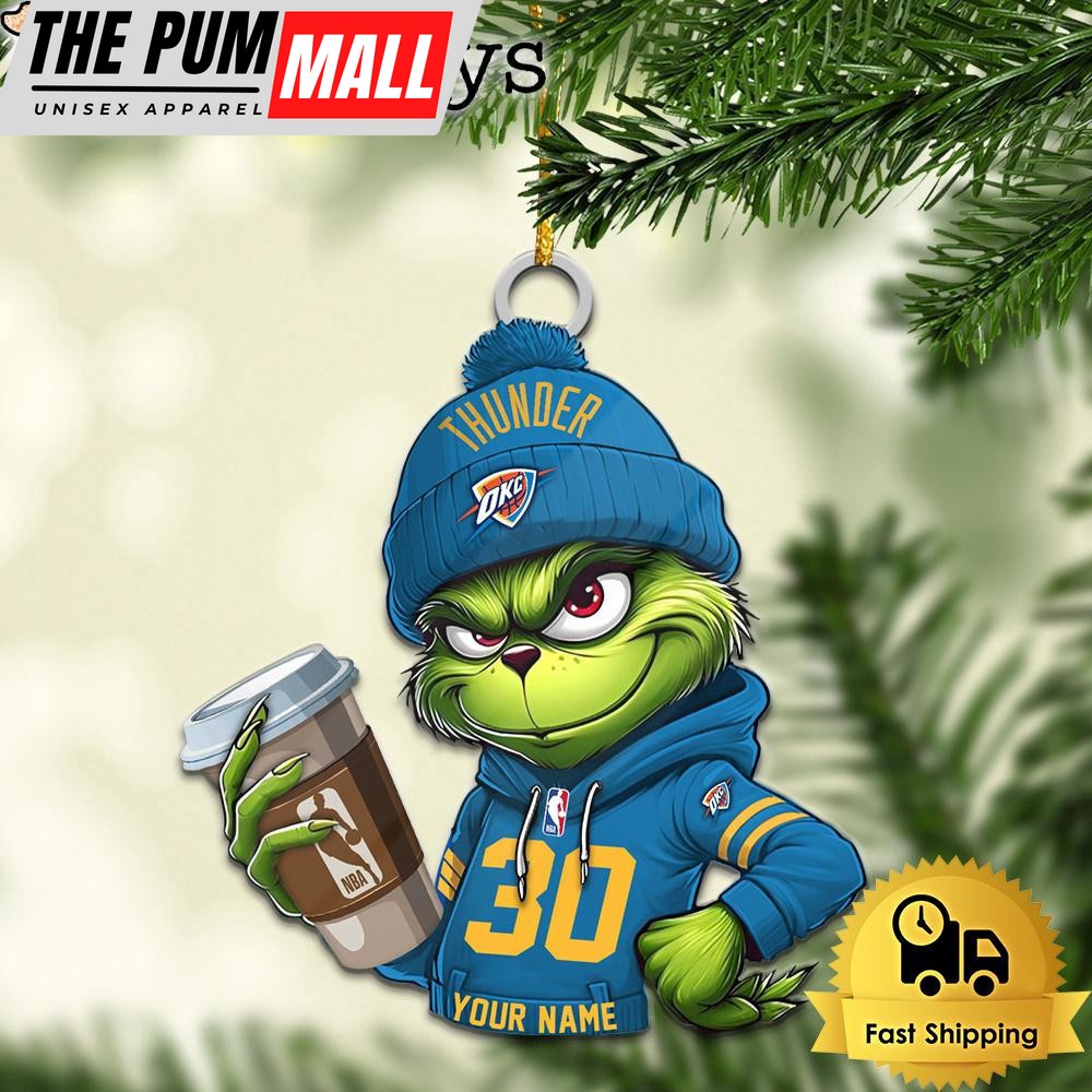 NBA Oklahoma City Thunder Custom Grinch Christmas Ornament Limited Edition
