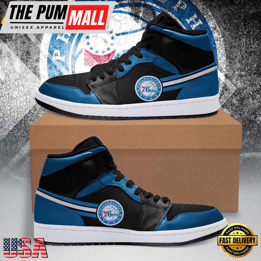 NBA Philadelphia 76ers Blue Black Air Jd 1 High Sneakers For Men