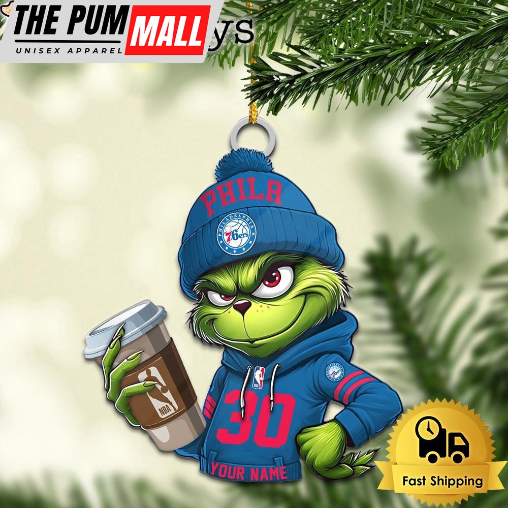NBA Philadelphia 76ers Custom Grinch Christmas Ornament Limited Edition