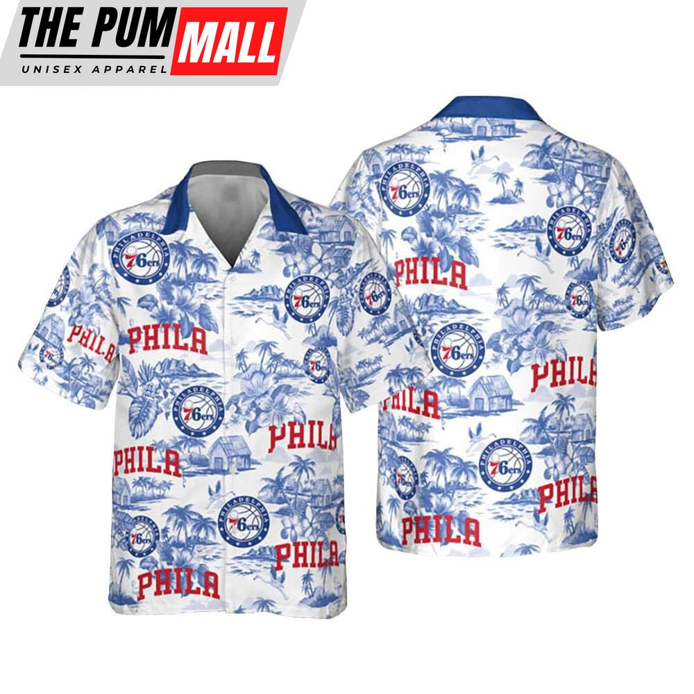 NBA Philadelphia 76ers Floral Island Button Up Hawaiian Shirt