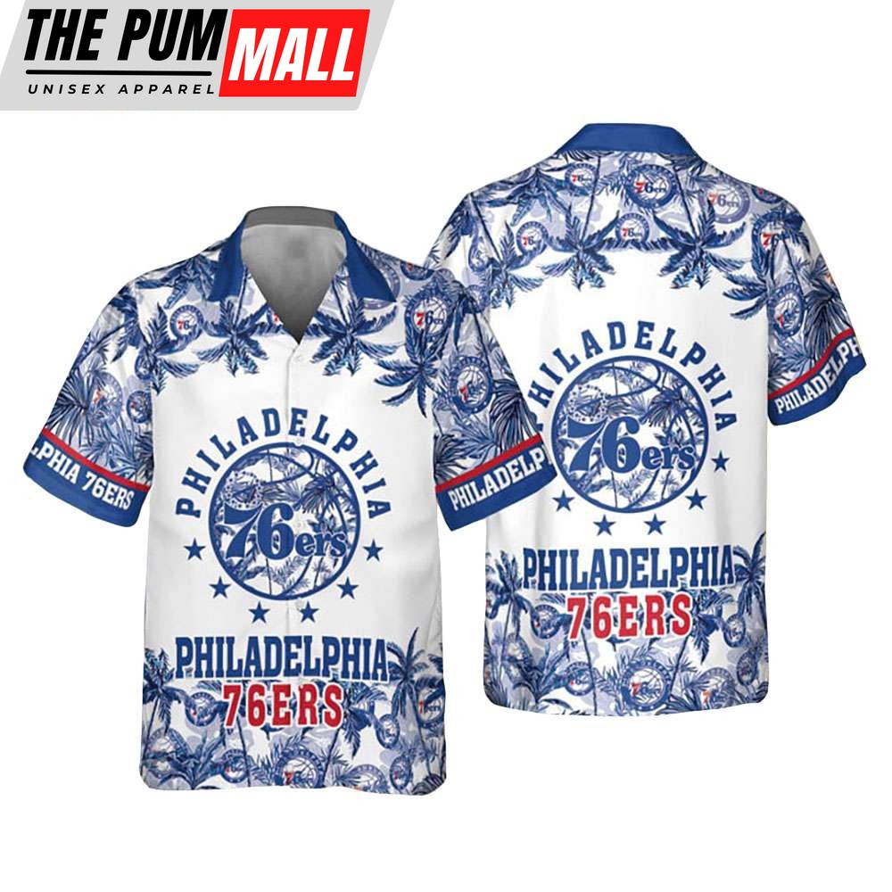 NBA Philadelphia 76ers Palm Trees Button Up Hawaiian Shirt