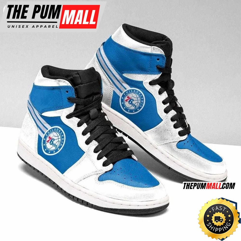 NBA Philadelphia 76ers White Blue Air Jd 1 High Sneakers