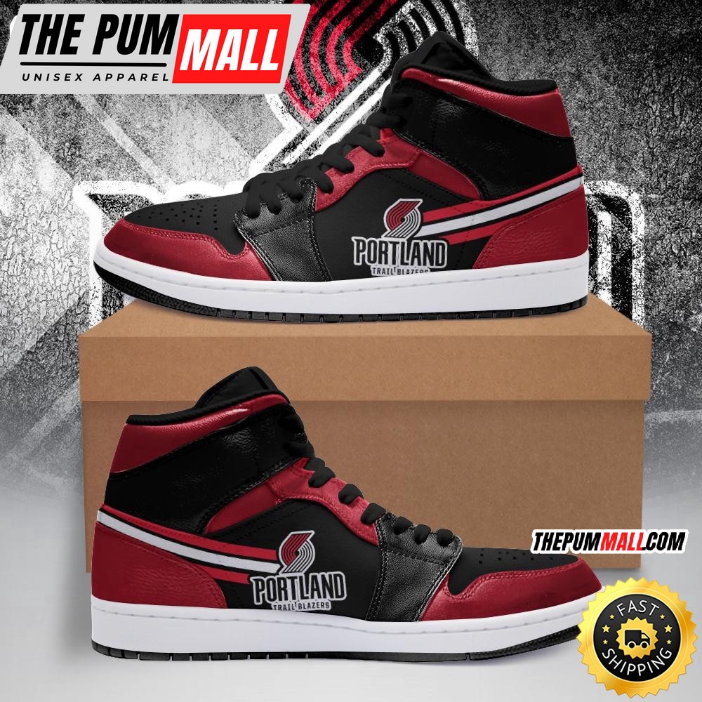 NBA Portland Trail Blazers Red Black Air Jd 1 High Sneakers Classic Air Jd Sneakers