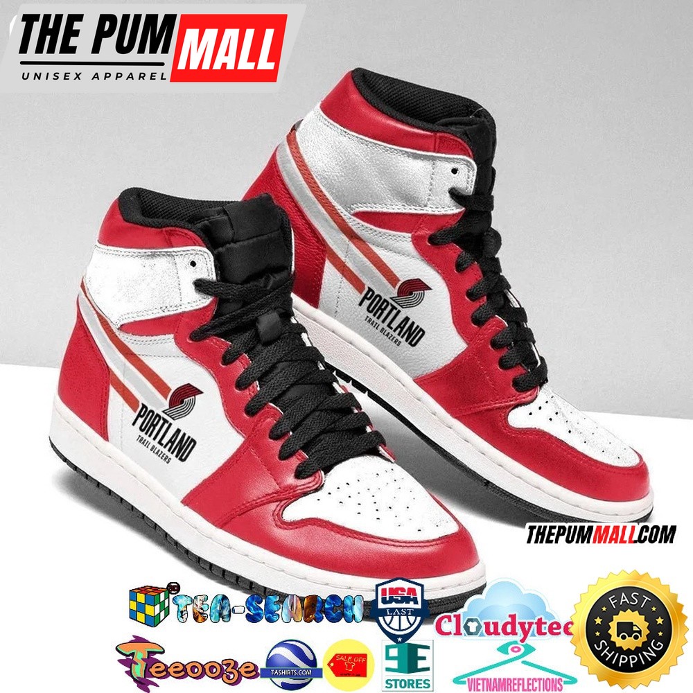 NBA Portland Trail Blazers White Red Air Jd 1 High Sneakers