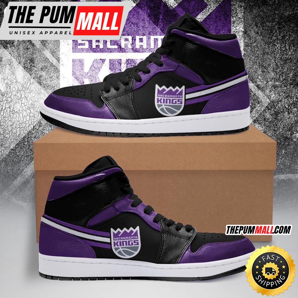 NBA Sacramento Kings Black Purple Air Jd 1 High Sneakers