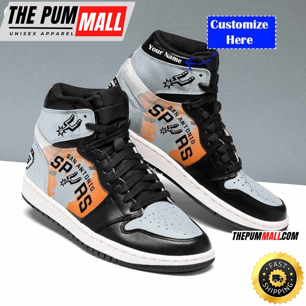 NBA San Antonio Spurs Black SIlver Air Jd 1 High Sneakers Timeless Jordan 1 Kicks