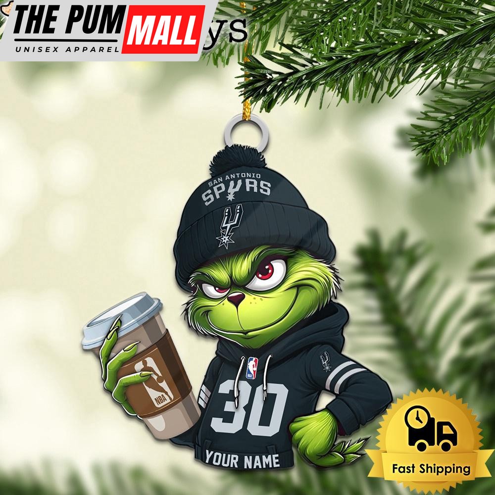 NBA San Antonio Spurs Custom Grinch Christmas Ornament Limited Edition