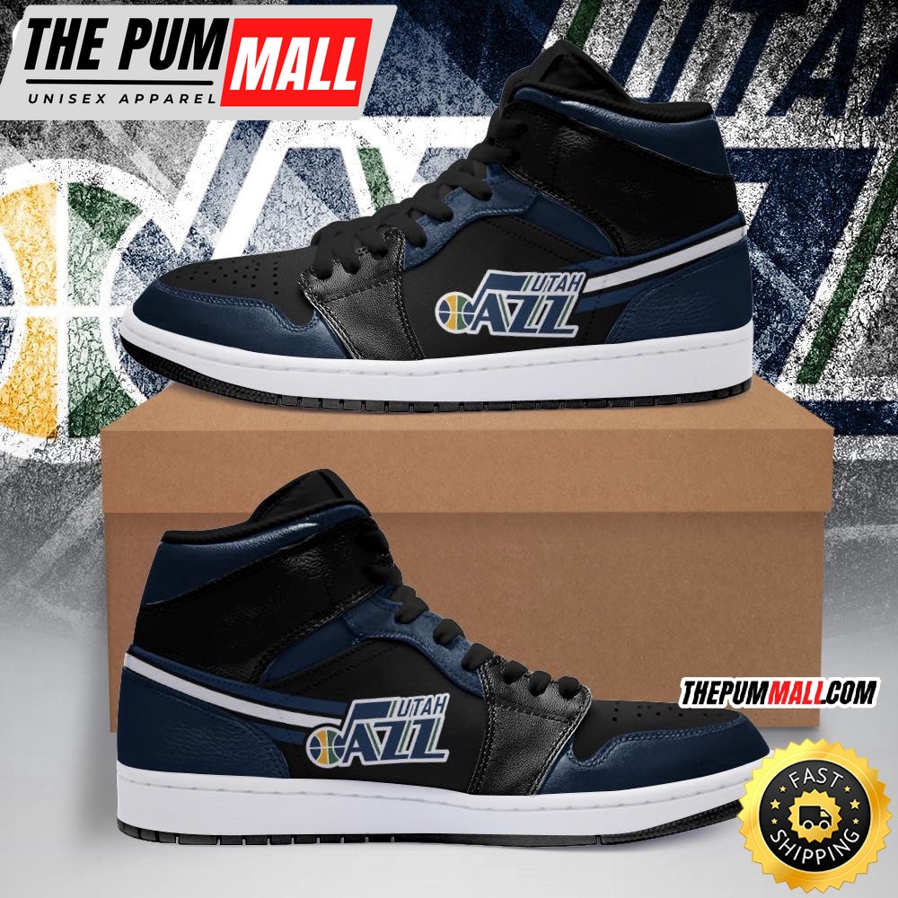 NBA Utah Jazz Black Navy Air Jd 1 High Sneakers