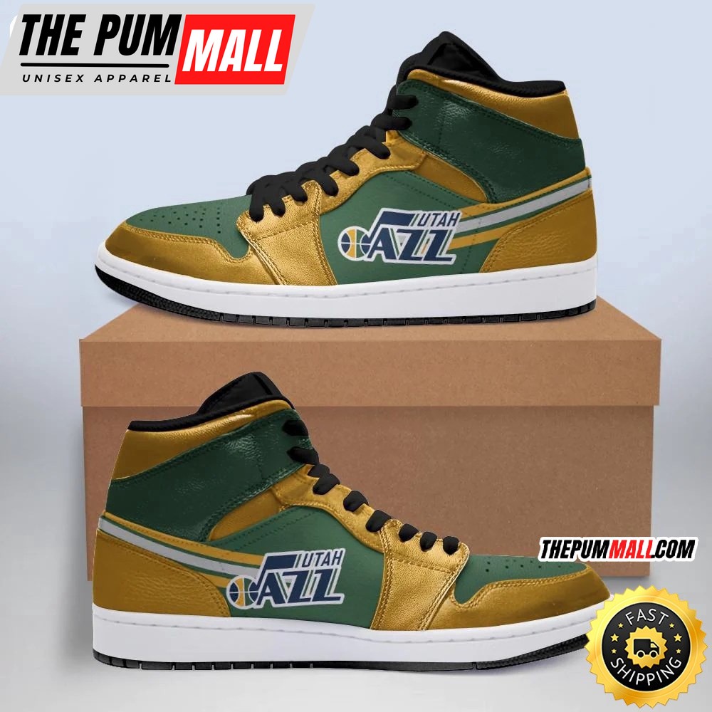 NBA Utah Jazz Yellow Green Air Jd 1 High Sneakers