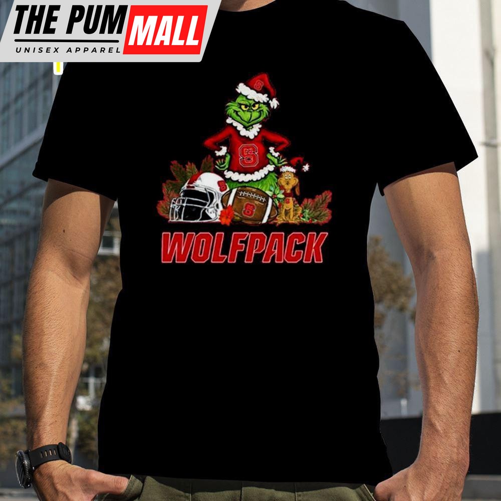 NC State Wolfpack Santa Grinch And Dog Merry Christmas T-Shirts